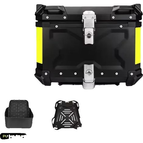 Baúl para motocicleta, fabricado en aluminio resistente, diseño impermeable, 45 L x Negro (1/2)