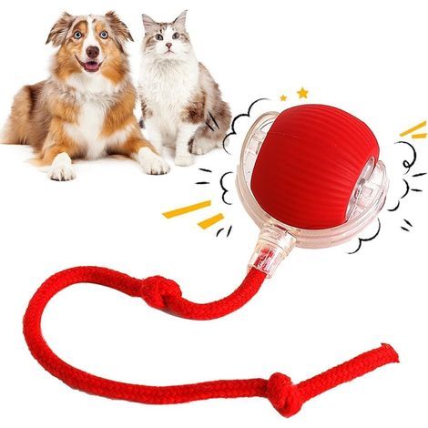 Interactif Katzenball Jouets - Jouets à commande Électrique avec USB Rechargeable, TROIS Modes de travail, 360° Rolling Smart Ball pour Chiens et Chats (Rouge) (1/5)