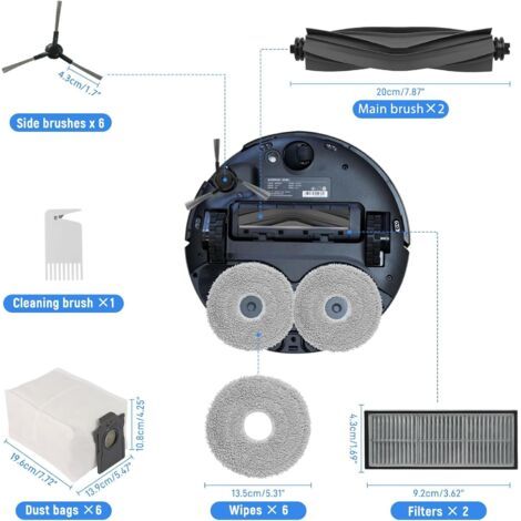 Lot de 23 accessoires pour Dreame L10s Pro Ultra Heat, pièce de rechange pour Dreame L10 Ultra Complete, avec 2 brosses principales, 2 filtres, 6 brosses de bord, 6 chiffons, 6 sacs à (1/3)