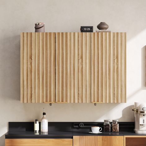 Armoire murale de cuisine 3 portes, placard suspendu de rangement pour salon, salle de bain et buanderie, 90 x 29 x 60 cm (1/5)