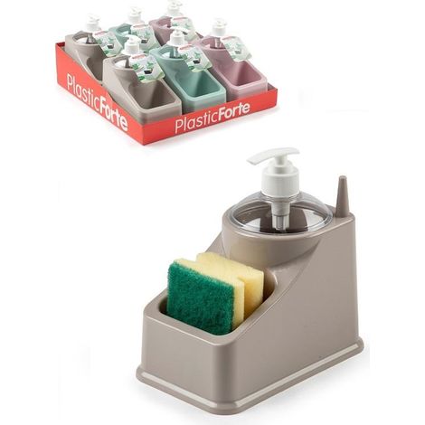1 Pezzo Dispenser Sapone con Portaspugna Square 3 Colori (1/2)