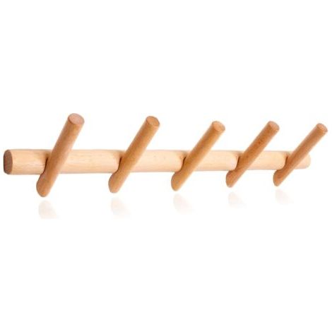 Ahlsen Porte-manteau mural en bois, design moderne et unique. Porte-manteau ou Porte-serviettes - 5 crochets pour suspendre chapeaux, manteaux, sacs à main et toutes sortes de vêtements. (1/5)