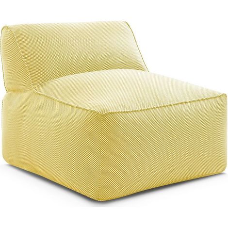 BOBOCHIC - Chauffeuse 1 place sans accoudoir pour canapé de jardin modulable RIVIERA tissu chiné Jaune (1/5)