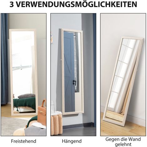 Cadre miroir rectangulaire blanc 160 x 50 cm, miroir pleine longueur polyvalent, design épuré (1/5)