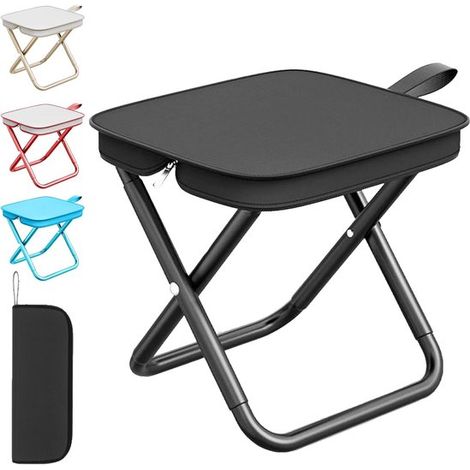Mini silla plegable, taburete, 28,5 cm, taburete plegable, plegable, para viajes, paseos, jardín, pesca, barbacoa, playa (negro) (1/5)