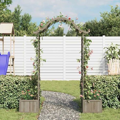 Tonnelle Barnum de Jardin, Pavillon, Pergola, Tente de jardin, avec jardinière Gris Bois pin massif OIB4567E (1/5)