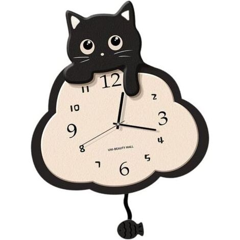 Dekorative Wanduhr in Katzenform, kreatives Pendel für Wohnzimmer und Inneneinrichtung. (1/5)