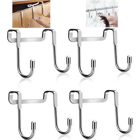 4PCS Stainless Steel Over-the-Door Hook Shower Towel Hooks for Hanging,  Narrow and Versatile Closet Door Hooks (1/5)