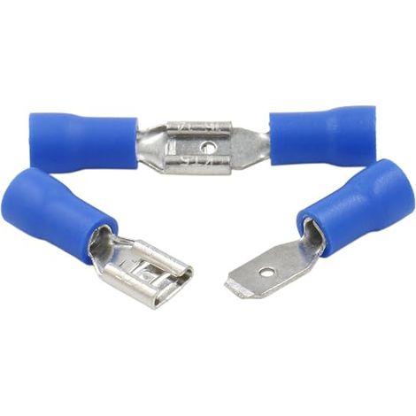 Heschen 100 Pcs 4.8 x 0.5mm Vinyl Insulated Quick Disconnect Male to Female Cable Lugs for 1.5-2.5mm² (16-14AWG) Blue (1/5)