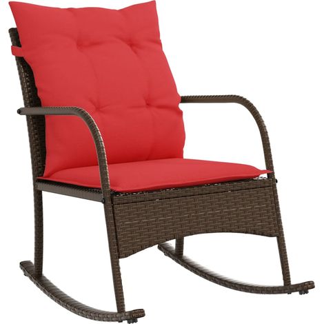 Chaise à bascule de jardin avec coussins marron résine tressée vidaXL (1/5)