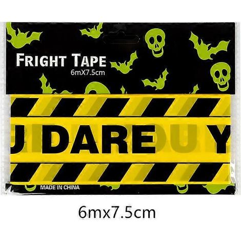 Ruban de signalisation Halloween 6 m x 8 cm, ruban d'avertissement, ruban de délimitation extérieur pour fête d'Halloween, accessoires de maison hantée, décoration de jardin, 2024, jaune et noir
