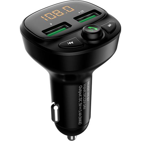 Chargeur Voiture USB Double Port Bluetooth Mains Libres QC3.0 Charge Rapide Allume-Cigare Prise (1/5)