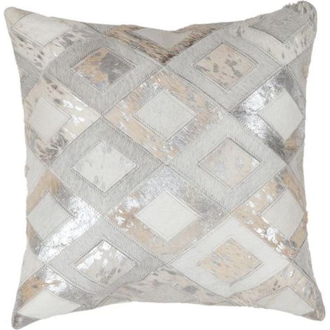Coussin Design en Cuir "Spark" 45x45cm Gris & Argent (1/3)