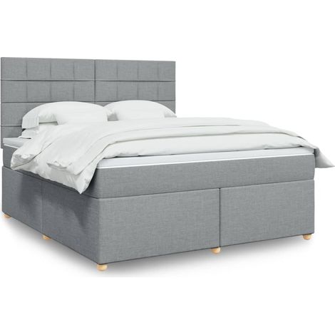 vidaXL Giroletto a Molle con Materasso Grigio Chiaro180x200 cm Tessuto (1/5)