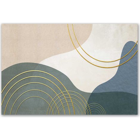 Tableau abstrait formes organiques dorées