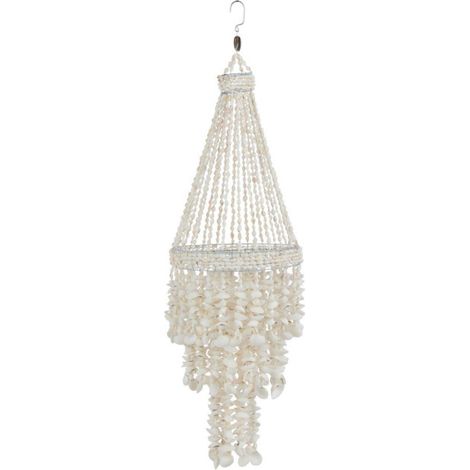 Suspension Déco en Coquillage "Palais" 70cm Blanc