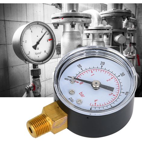 Mechanisches Manometer mit 1/8"-BSPT-Anschluss an der Unterseite für Luft, Öl und Wasser (0-60 psi 0-4 bar) (1/5)