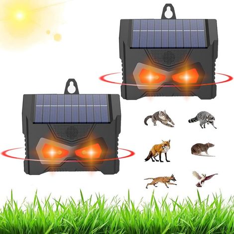 2 Pièces Répulsif Ultrasons pour Animaux, Lampe LED Rouge Solaire Peut être Suspendue, Protection Contre Les Animaux Sauvages comme Le Sanglier Raton Laveur Adapté pour Jardin, Garage, Patio