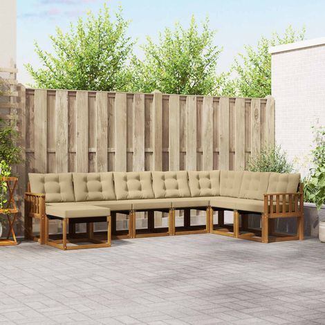 vidaXL Outdoor-Sofagarnitur mit Kissen 8 pcs Natur und Beige (1/5)