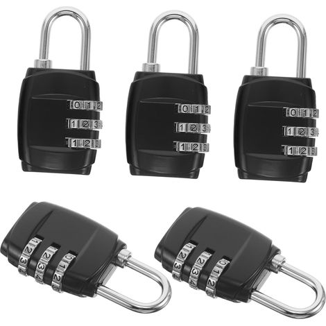 5 Pièces Cadenas à Combinaison Chiffres Lot de Serrure sans Clé pour Valise Coffre Casier de Gym Boîte à Outils Protection Robuste et Design Élégant Noir (1/5)