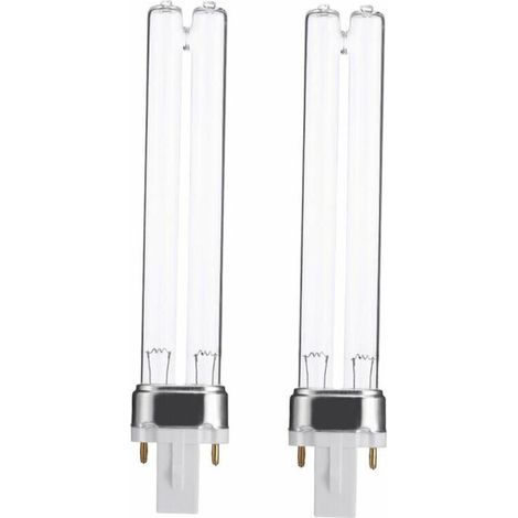 Lot de 2 stérilisateurs UV pour réservoir de poissons d'aquarium, purificateur, ampoule de remplacement UV germicide, base 9 W G23 (1/5)
