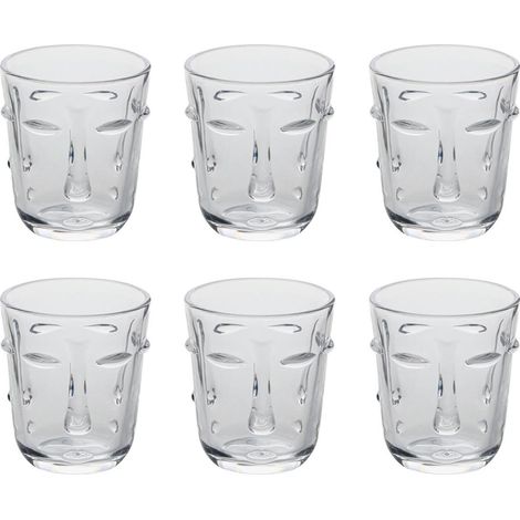 Lot de 6 Gobelets Bas "Visage" 30cl Transparent