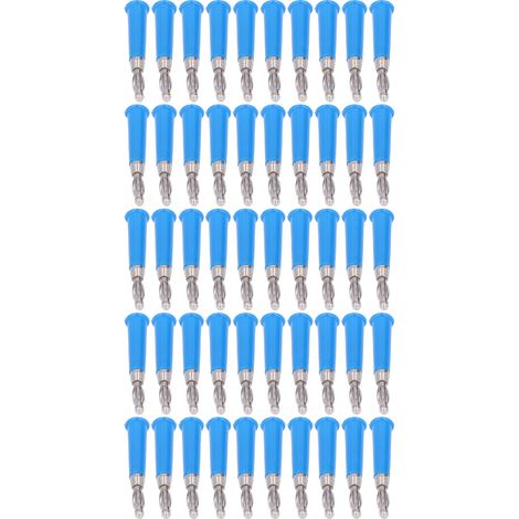 50 Stück Laternen-Bananenstecker aus ABS-Zinklegierung, geschweißt, Lautsprecher-Bananenstecker für 4-mm-Buchse, blau (1/5)