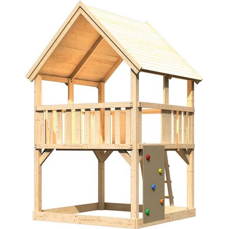 Akubi Spielturm Luis natur mit Kletterwand