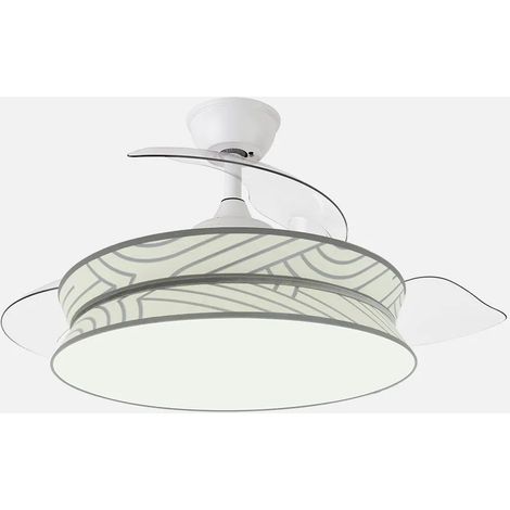 Dekorativer Ventilator 72 W Weiß/Weiß-Silber 108 cm Durchmesser 3-fach spezifiziert 7200 lm 3000/4000/6000 K Fernbedienung + Spe (1/2)