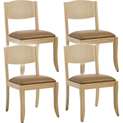 Wahson Dining Chairs Set of 4, PU Leather Upholstered Armless Wooden Kitchen Chairs for Dining Room, Living Room and Restaurant, Brown (1/5)