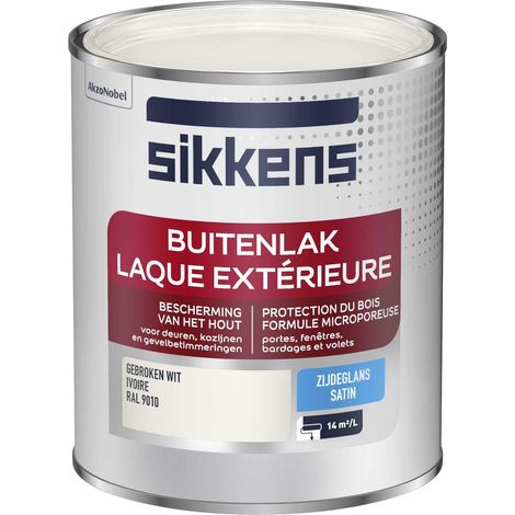 Sikkens - Peinture Laque Extérieure Bois et Fer - Finition tendue, sous-couche intégrée, facile à appliquer - Satin Ivoire 0,75 L