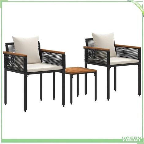 Ensemble de meubles d'extérieur - FAFEICY - 42025232 - Noir et blanc crème - Rotin PE - Coussins 3D amovibles (1/5)