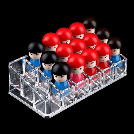 Boîte de rangement portable 18 cases pour bijoux et cosmétiques, organisateur transparent pour maquillage et rouge à lèvres (1/5)