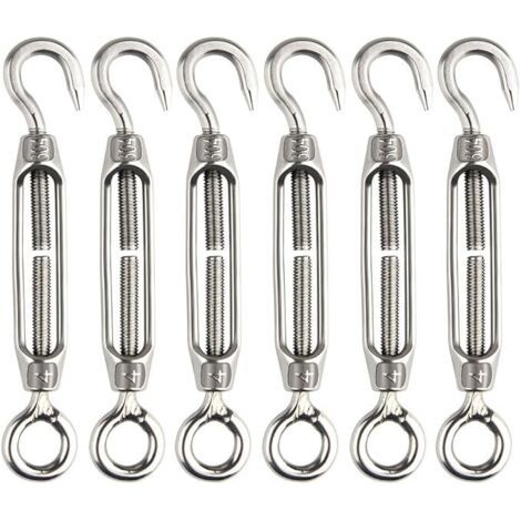 royaluxe-6 Pcs Tendeur De Fil Tendeur M4 En Acier Inoxydable Réglable Crochet De Ridoir Et Oeil Ensemble Heavy Duty