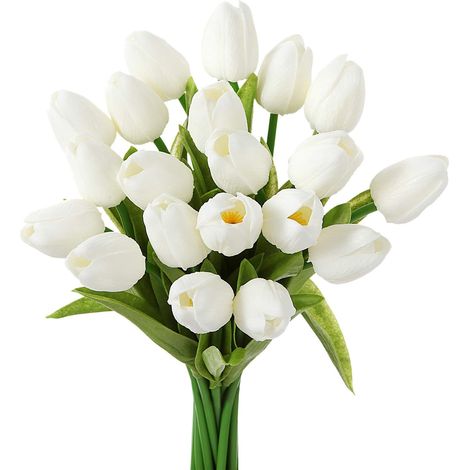 Bouquet de 10 tulipes artificielles au toucher réaliste, idéal pour la décoration de la maison, du bureau, d'une fête ou d'un mariage. Excellente idée cadeau pour la fête des mères.-AquaForge (1/5)