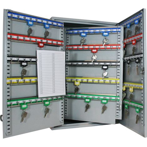 HMF 135300-07 Schlüsselschrank 300 Haken, Schlüsselkasten, 55 x 38 x 20,5 cm, lichtgrau (1/4)