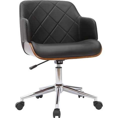 Sillón de oficina moderno negro con madera oscura SANDRO (1/5)