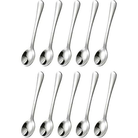 Lot de 10 mini-cuillères à condiments en acier inoxydable de 7,6 cm (3 pouces), mignonnes et petites, argentées, pour pots d'épices en poudre (1/5)