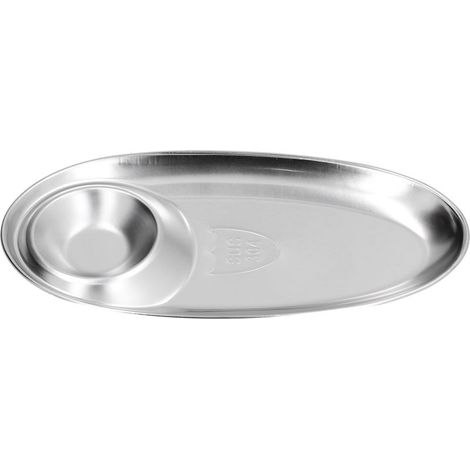 Assiette à snacks ovale en acier inoxydable 304, plat à épices argenté pour la maison, l'extérieur et le camping (1/5)