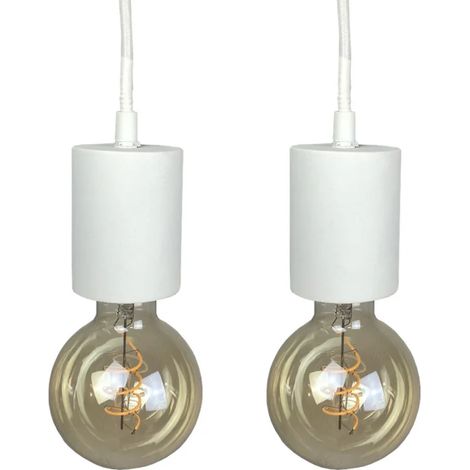 Lot de 2 suspensions lumineuses en béton blanc - CALO 5225 (1/5)