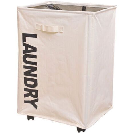 Foldable storage basket dirty clothes basket Oxford cloth drawstring pocket with roller rack dirty clothes basket (1/5)