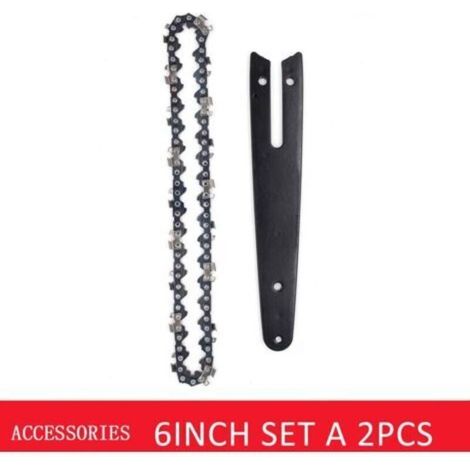 1 pièce de chaîne de 6 pouces. 1 jeu de guides pour mini scie électrique. accessoires de scie à chaîne durables (1/4)