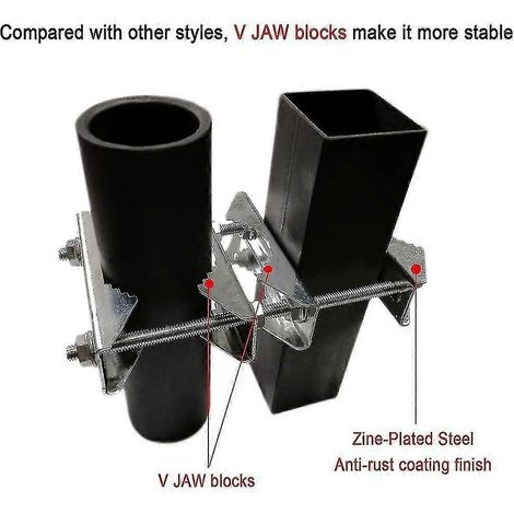 Kit de fixation robuste antirouille pour mât d'antenne double avec boulons en V de 5,5 pouces et bride de fixation en V. (1/5)