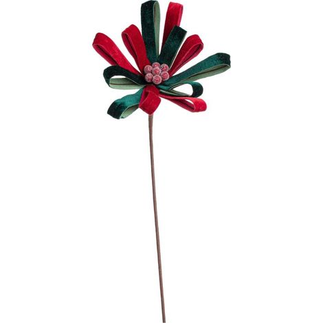 STELLA NATALE STILIZZATA ROSSO E VERDE NASTRO VELLUTO BIZZOTTO 25X50H