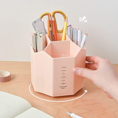 Scatola portaoggetti da scrivania, design girevole a 360 gradi, realizzata con materiali ecocompatibili e atossici, di alta qualità e resistenti.