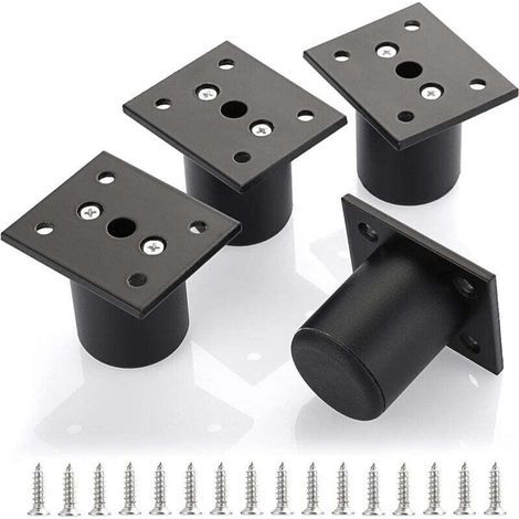 Paquet de 4 pieds de meubles réglables de 2 pouces, pieds de meubles de canapé en aluminium, pieds de meubles de bricolage, pieds de remplacement de meuble TV, repose-pieds, canapé, armoire, noir (1/4)