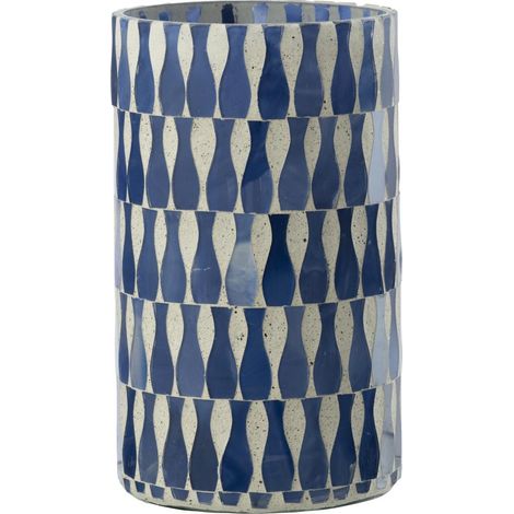 Photophore Déco en Verre "Santorin" 18cm Bleu (1/5)