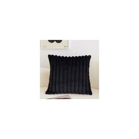 Lot de 2 housses de coussin en peluche à rayures, décoratives et douces, 45x45 cm, pour canapé, chambre. (1/4)