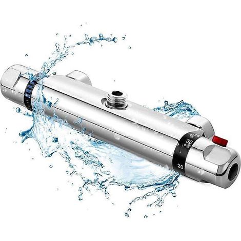 Robinet de douche thermostatique, robinet de baignoire en laiton à température constante avec protection anti-brûlure à 38 °C, température d'eau précise et (1/5)