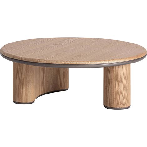 Table basse contemporaine en bois mdf finition brillante brun clair - Brun clair effet bois brillant (1/5)